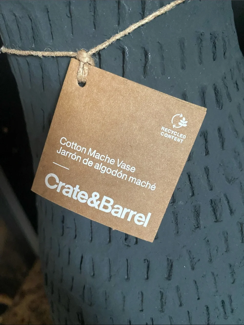 Crate&Barrel Textured Ceramic Vase in Black
